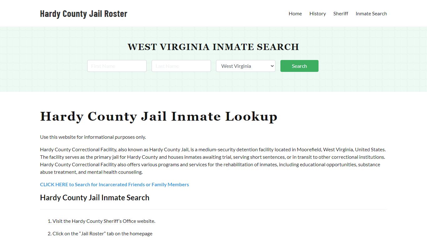 Hardy County Jail Roster Lookup, WV, Inmate Search